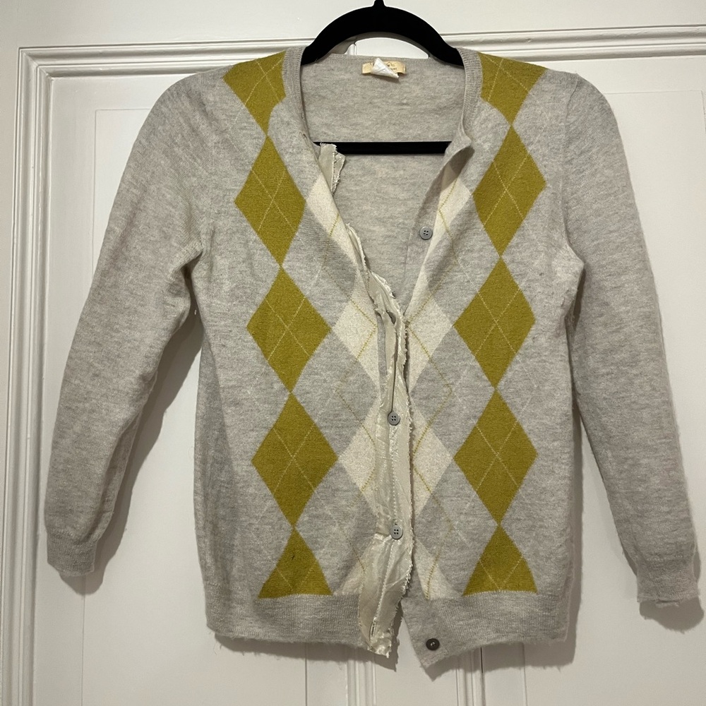 J.Crew Vintage Argyle Cashmere Sweater Cardigan